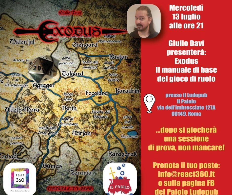 "Exodus - Il Manuale di Base" @ LudoPub "Il Paiolo" (13/07/2022) 